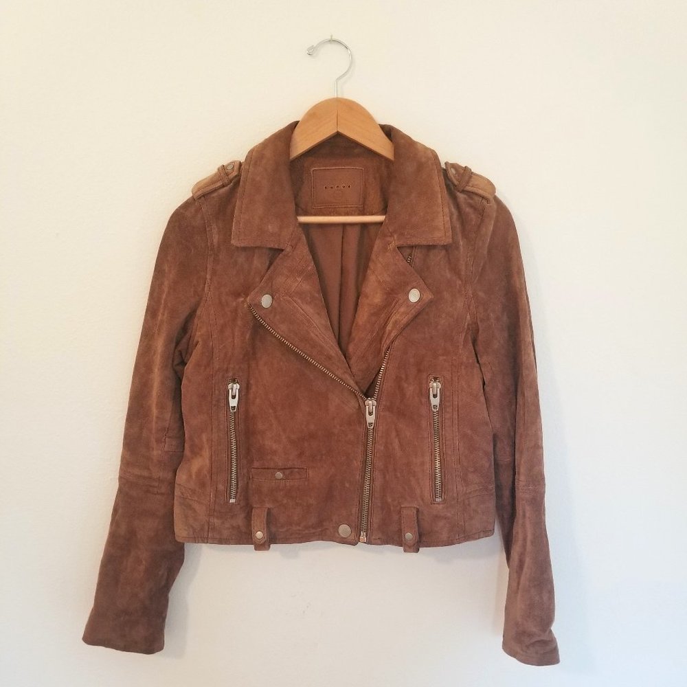 Blank NYC Suede Moto Jacket Brown Size Medium